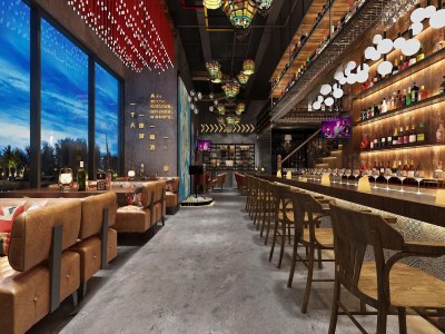 工业风酒吧3D模型下载